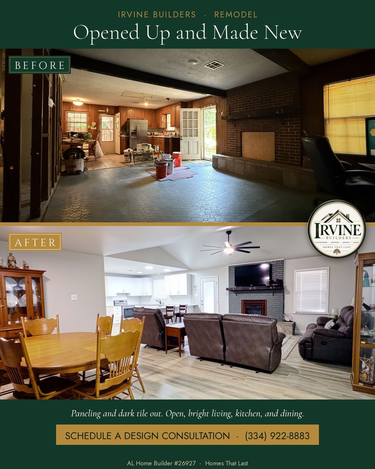 Living room remodel before and after