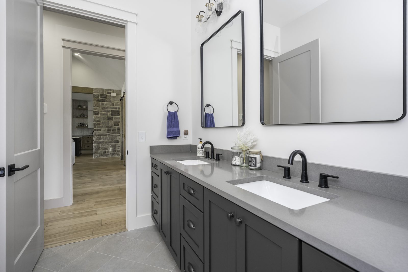 The Stone Craftsman double vanity bathroom, another angle