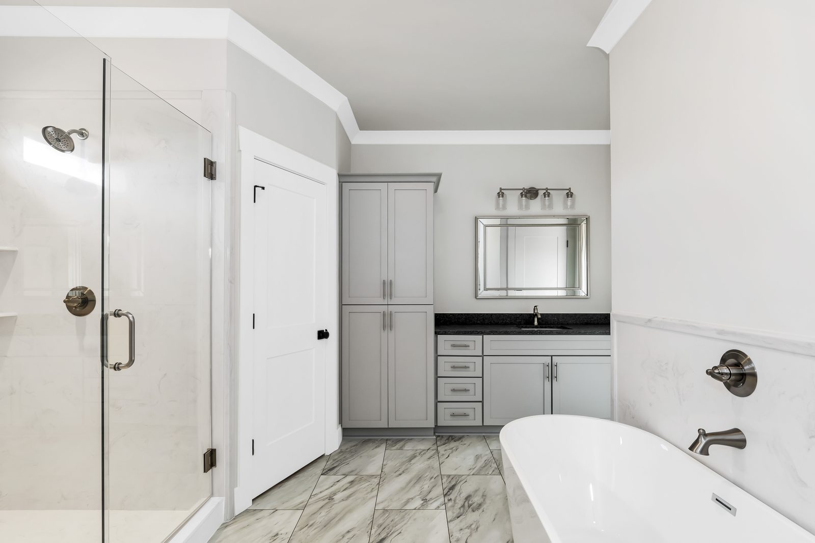 The Modern Farmhouse primary bathroom