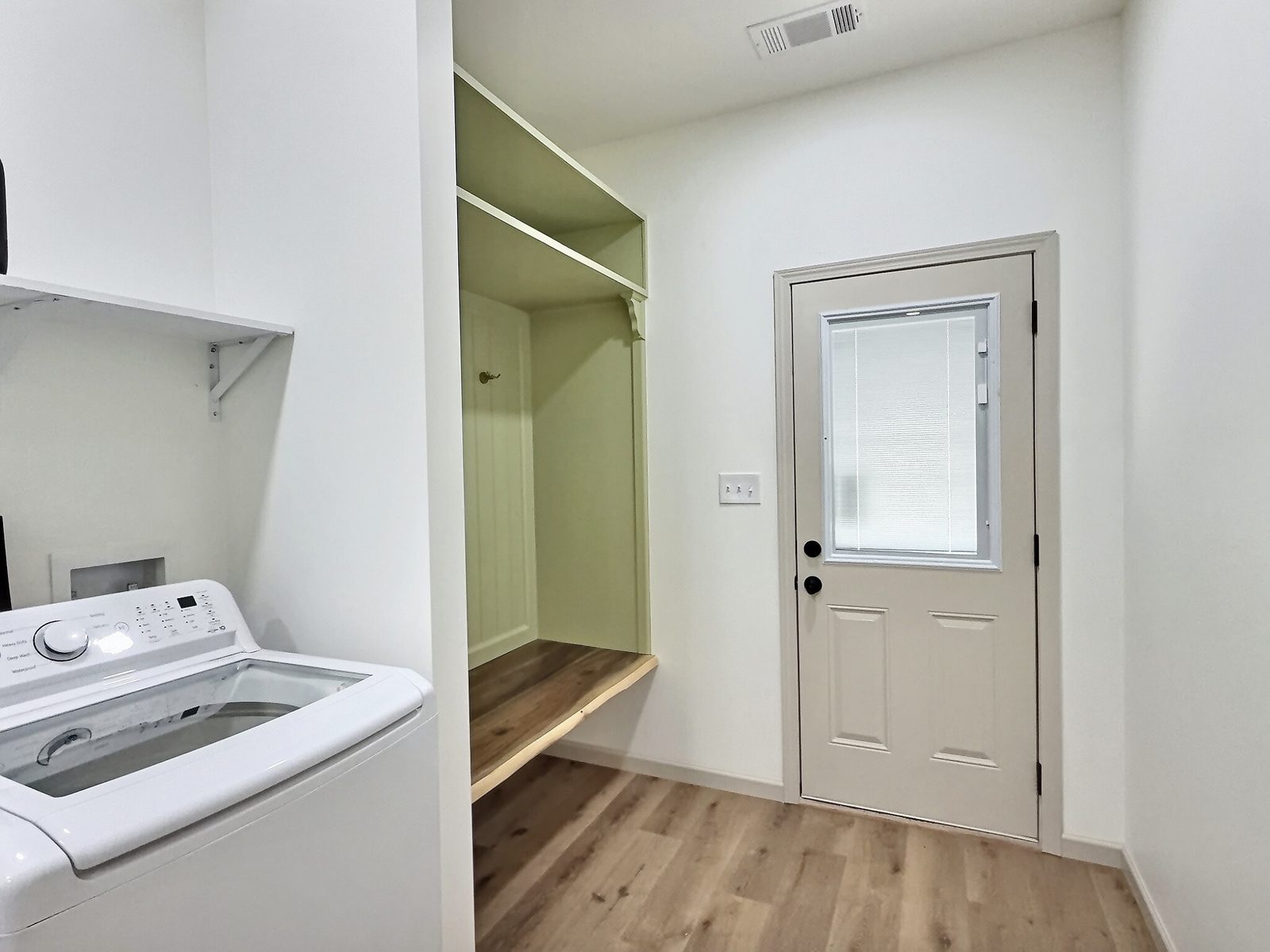 The Cedar Ranch laundry and mudroom bench by the back door